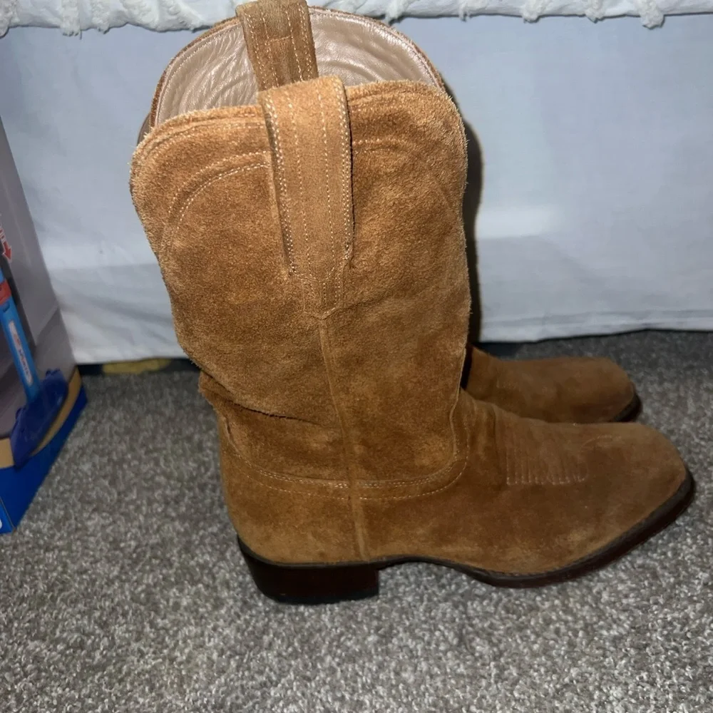 Tecovas Brown Suede Cowboy Boots - Picture 3 of 5